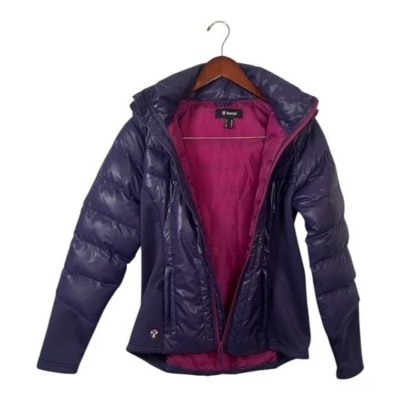 Horze Women's Hooded Puffer‎ Jacket Purple Pink Size US 8 Insulated - Picture 5 of 15